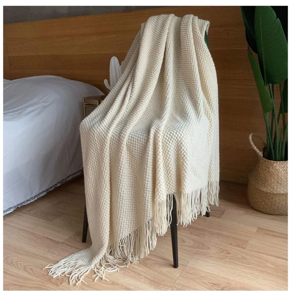 Cozy Knit Turquoise Teal Fringe Warm Blanket/Shawl for Couch/Bedroom/Dorm/Patio - Picture 10 of 16